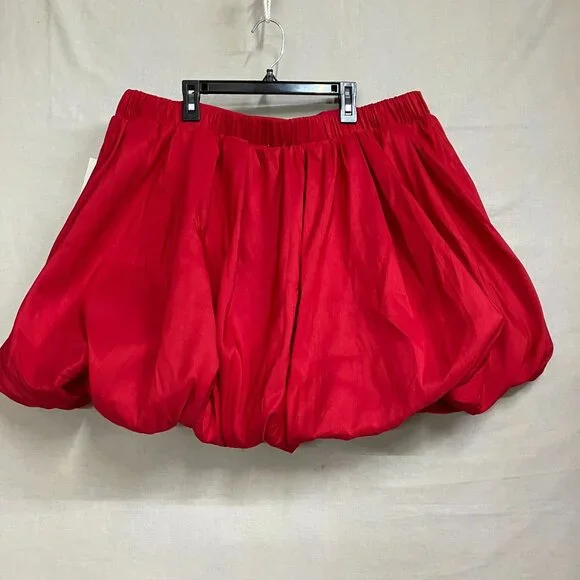 NWT A New Day Women's Size 1X Red Bubble Hem Midweight Woven A-Line Mini Skirt - Picture 9 of 12